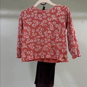 Floral Long Sleeve Kids Tee in Pink